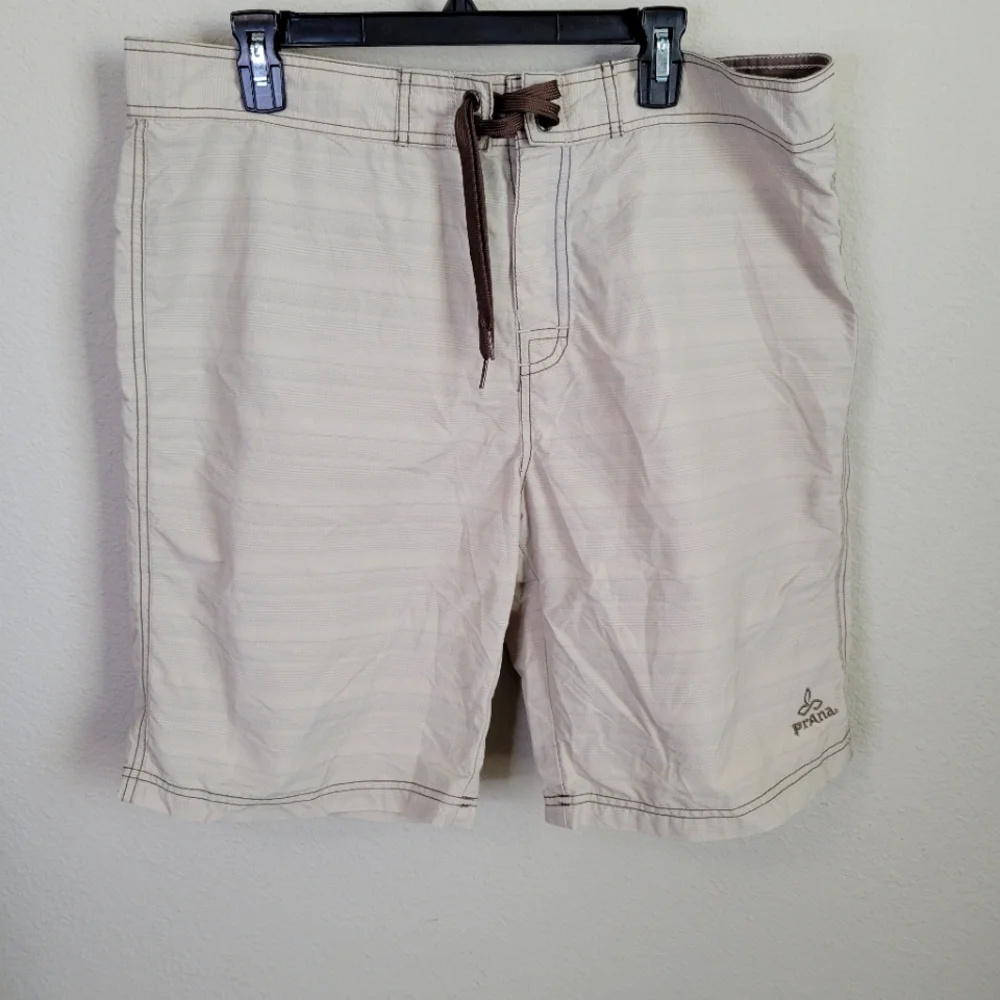 Prana mens swim trunks; new without tags attached tan size 38